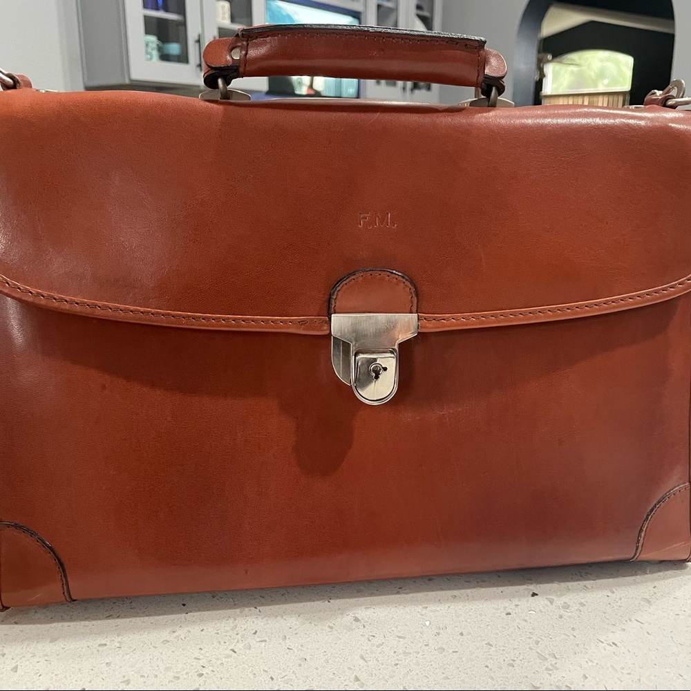 Brown Italian Leather T Anthony briefcase